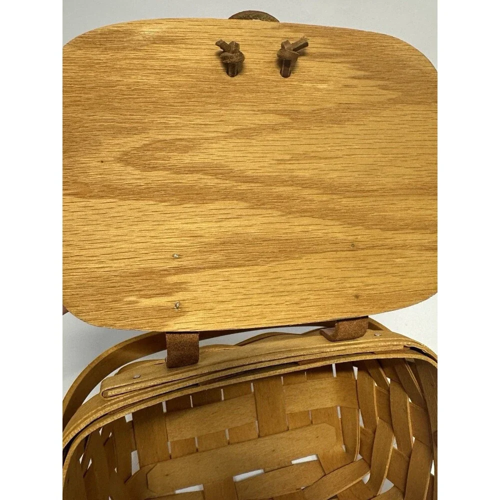 Longaberger Y2K Small Purse Basket Mini Picnic Basket Boho Style Kiddie Signed